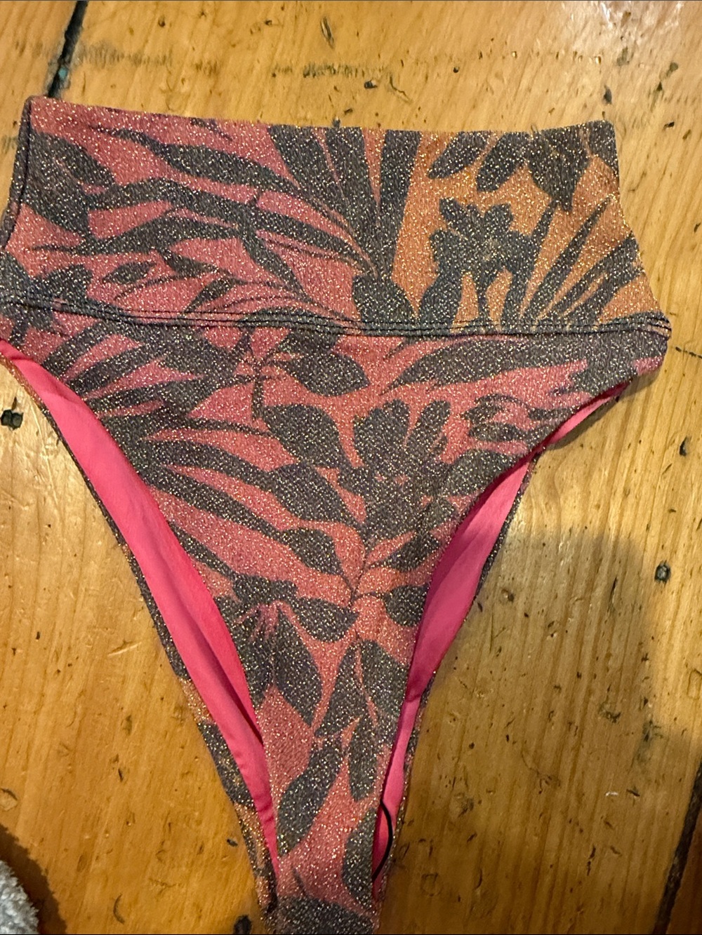 Beach Riot Pink and Orange Sparkle High-Waist One-Piece